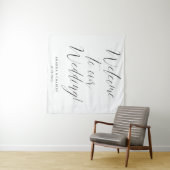 Elegant Calligraphy Black White Weduwen Welkom Wandkleed (In Situ (horizontaal))