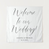 Elegant Calligraphy Black White Weduwen Welkom Wandkleed (Voorkant)