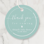 Elegant Calligraphy Blauwgroen Baby shower Dank u Bedankjes Labels (Achterkant)