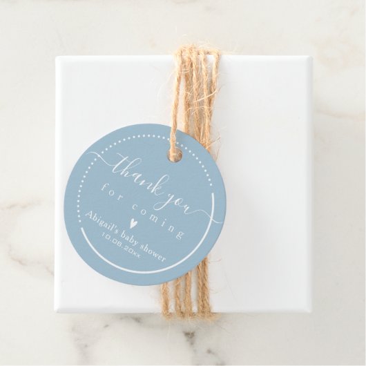 Elegant Calligraphy Blue Baby shower "Dankuwel" Bedankjes Labels (In situ)