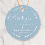 Elegant Calligraphy Blue Baby shower "Dankuwel" Bedankjes Labels (Achterkant)
