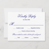 Elegant Calligraphy Blue Meal Choice RSVP Kaartje (Voorkant)