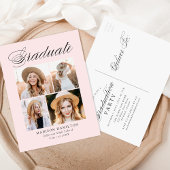 Elegant Calligraphy Blush 4 Photo Graduparty Uitnodiging Briefkaart