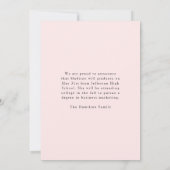 Elegant Calligraphy Blush Pink 4 Photo Afstuderen Aankondiging (Achterkant)