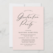 Elegant Calligraphy Blush Pink Graduation Party Kaart (Voorkant)