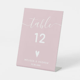 Elegant Calligraphy Blush Wedding Table Number Reclamebord Met Voetstuk