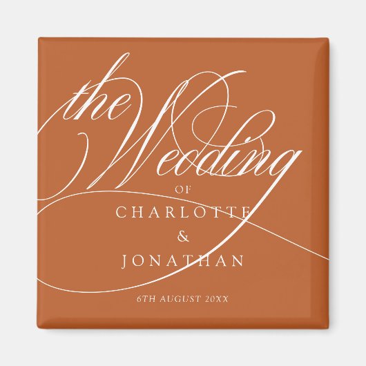 Elegant Calligraphy Bohemian Wedding Favors Magneet (Voorkant)