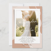 Elegant Calligraphy Boho Custom Photo Wedding Kaart (Voorkant)