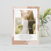 Elegant Calligraphy Boho Custom Photo Wedding Kaart (Staand voorkant)