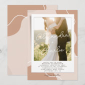 Elegant Calligraphy Boho Custom Photo Wedding Kaart (Voorkant / Achterkant)