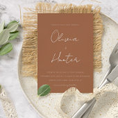 Elegant Calligraphy Boho Terracotta Wedding Kaart