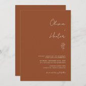 Elegant Calligraphy Boho Terracotta Wedding Kaart (Voorkant / Achterkant)