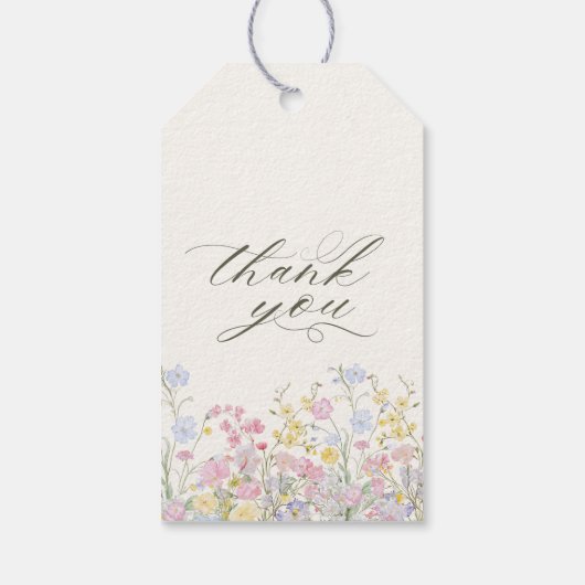 Elegant Calligraphy Boho Wildflowers Wedding Cadeaulabel (Achterkant)