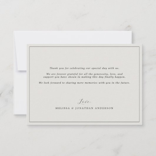Elegant Calligraphy Border Foto Soft Gray Wedding Bedankkaart (Achterkant)