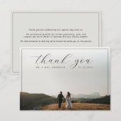 Elegant Calligraphy Border Foto Soft Gray Wedding Bedankkaart (Voorkant / Achterkant)