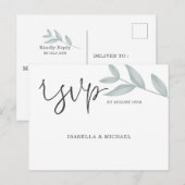 Elegant calligraphy Botanical Wedding Rsvp Briefkaart (Voorkant / Achterkant)