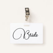 Elegant Calligraphy Bride Bachelorette Badge (Voorkant met clip)