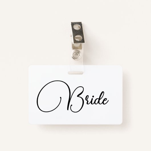 Elegant Calligraphy Bride Bachelorette Badge (Voorkant met clip)