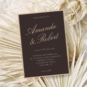 Elegant Calligraphy Brown Old Money Wedding Kaart