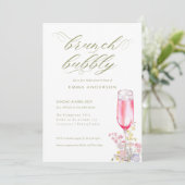 Elegant Calligraphy Brunch & Bubbly Bridal Shower Kaart (Staand voorkant)