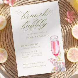 Elegant Calligraphy Brunch & Bubbly Bridal Shower Kaart