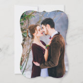 Elegant Calligraphy Burgundy Floral Photo Wedding Kaart (Achterkant)