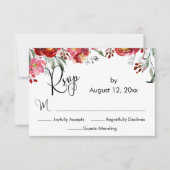 Elegant Calligraphy Burgundy Red Herfst Flowers RSVP Kaartje (Voorkant)