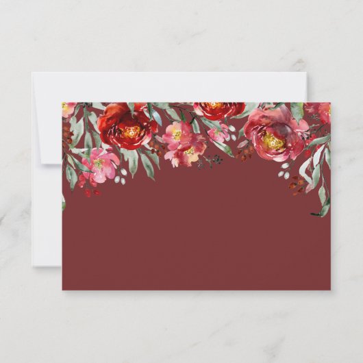 Elegant Calligraphy Burgundy Red Herfst Flowers RSVP Kaartje (Achterkant)