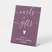 Elegant Calligraphy Burgundy Wedding Cards & Gifts Reclamebord Met Voetstuk (Voorkant)