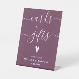 Elegant Calligraphy Burgundy Wedding Cards & Gifts Reclamebord Met Voetstuk