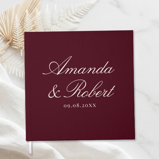Elegant Calligraphy Burgundy Wedding Gastenboek