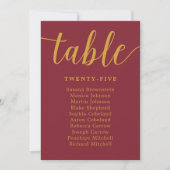 Elegant Calligraphy Burgundy Wedding Guest Seating (Voorkant)