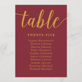 Elegant Calligraphy Burgundy Wedding Guest Seating