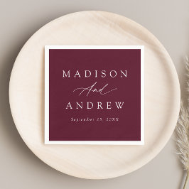 Elegant Calligraphy Burgundy Wedding Servet
