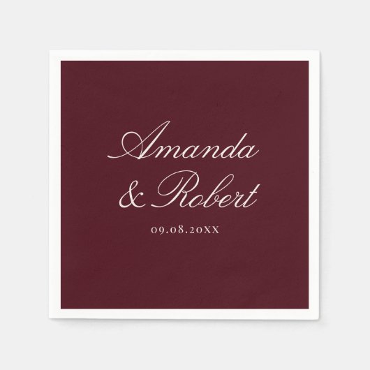 Elegant Calligraphy Burgundy Wedding Servet (Voorkant)