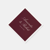 Elegant Calligraphy Burgundy Wedding Servet (Hoek)
