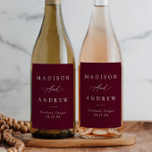 Elegant Calligraphy Burgundy Wedding Wijn Etiket