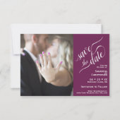 Elegant Calligraphy Cassis 2 Pane Photo Wedding Save The Date (Voorkant)