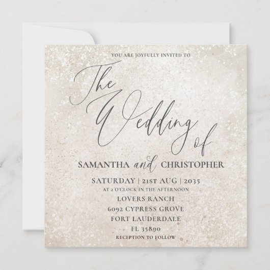 Elegant Calligraphy Champagne Gold Wedding Kaart (Voorkant)