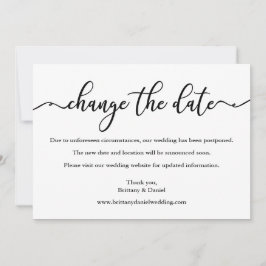 Elegant Calligraphy Change the Date Wedding Kaart