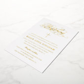Elegant Calligraphy Christening Gold Folie Uitnodiging (Gedraaid)