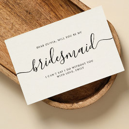 Elegant Calligraphy Classic Bridesmaid Voorstel Notitiekaartje