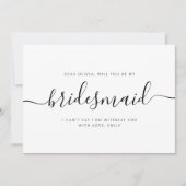 Elegant Calligraphy Classic Bridesmaid Voorstel Notitiekaartje (Voorkant)