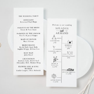 Elegant Calligraphy Classic Chronic Wedding Programmakaart