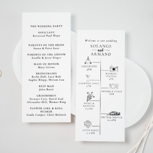 Elegant Calligraphy Classic Chronic Wedding Programmakaart