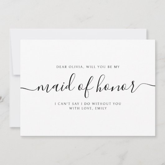 Elegant Calligraphy Classic Maid of Honor proposal Notitiekaartje (Voorkant)