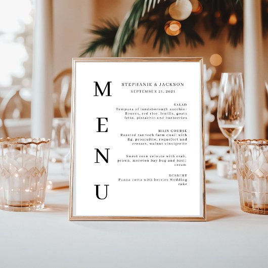Elegant Calligraphy Classic Wedding Bar Menu Poster