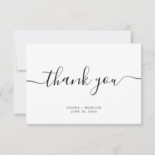 Elegant Calligraphy Classic Wedding Bedankkaart (Voorkant)