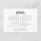 Elegant Calligraphy Classic Wedding Details Informatiekaartje (Voorkant)