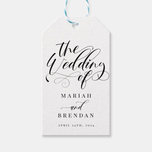 Elegant Calligraphy Classic Wedding Gift Label Cadeaulabel (Voorkant)
